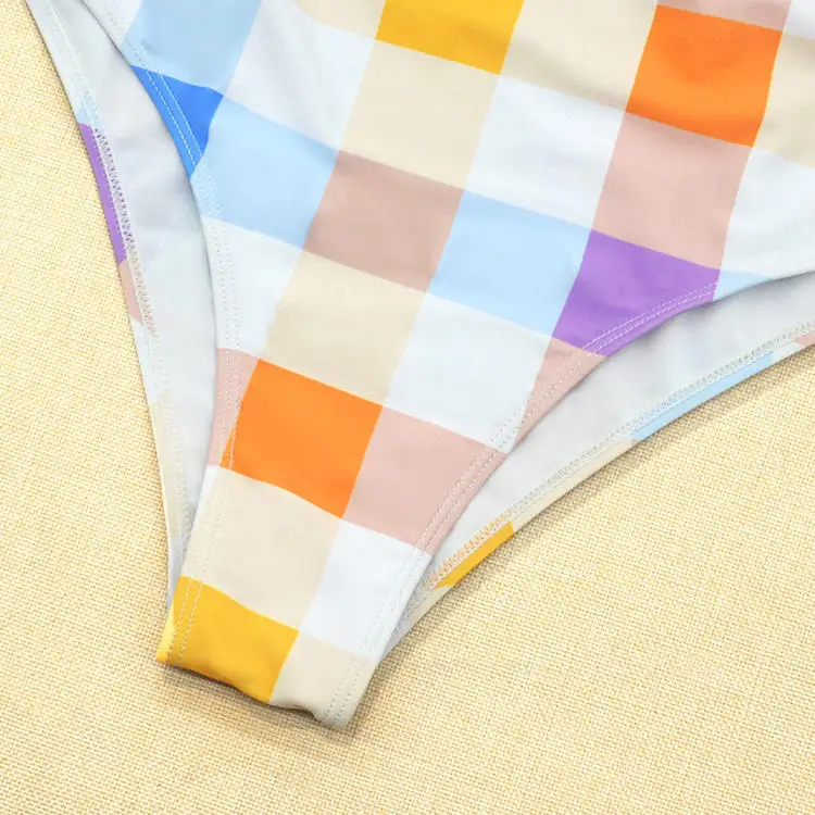 

Summer 2021 plaid print ladies one-piece sexy bikini beach casual one beauty back swimsuit aesthetic Harajuku student bikini