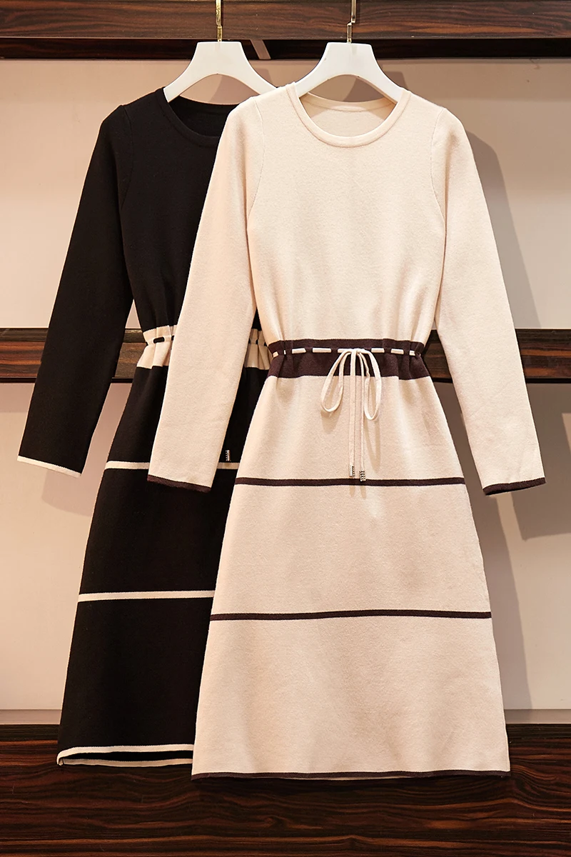 Осеннее платье новая женская одежда большого размера французские платья с