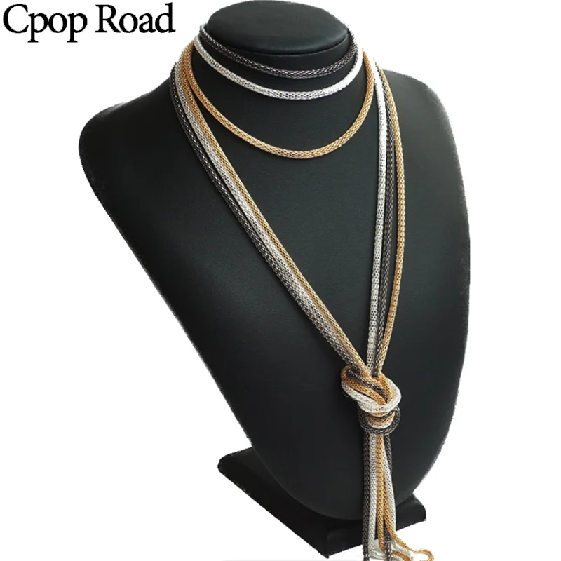 Cpop многоцветное модное ожерелье для свитера черного и золотого цвета женское