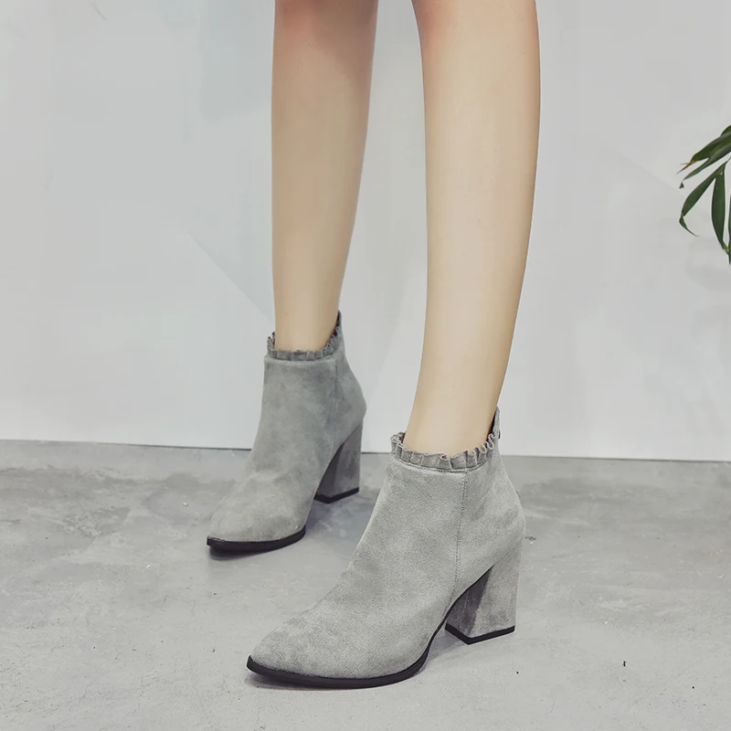 Женские ботинки ботильоны 2018 г. зимняя женская обувь женские на высоком каблуке