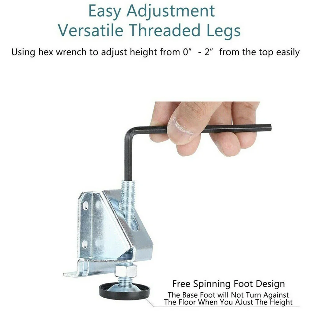 

2pcs Cold Rolled Steel DIY Feet Furniture Hardware Home Adjustable Table Leg Shelving Anti Slip Pad Heavy Duty Support Cabinet