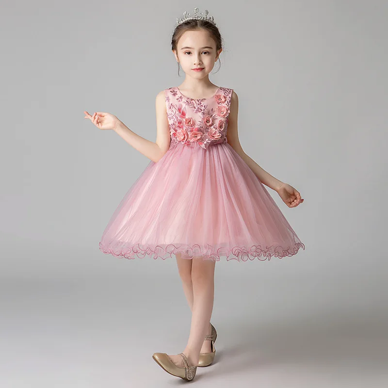 Свадебное платье принцессы с цветочным узором для маленьких девочек вечерние