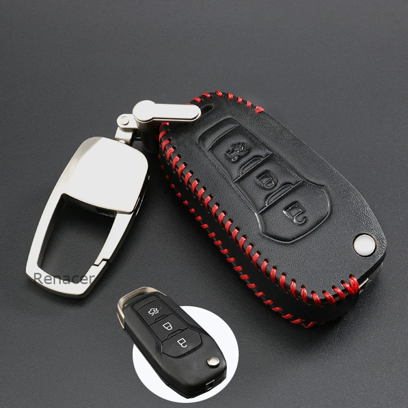 Новинка 2019 чехол из натуральной кожи для автомобильного ключа Ford Focus Fiesta Mondeo Ecosport