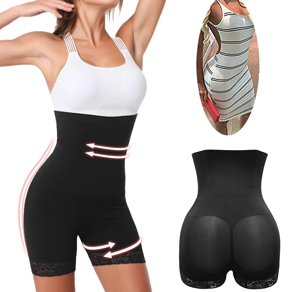 

SURE YOU LIKE Women Lace Tummy Control Body Shaper Underwear High Waist Trainer Butt Lifter Shapewear Slimming Body Shaper Pants