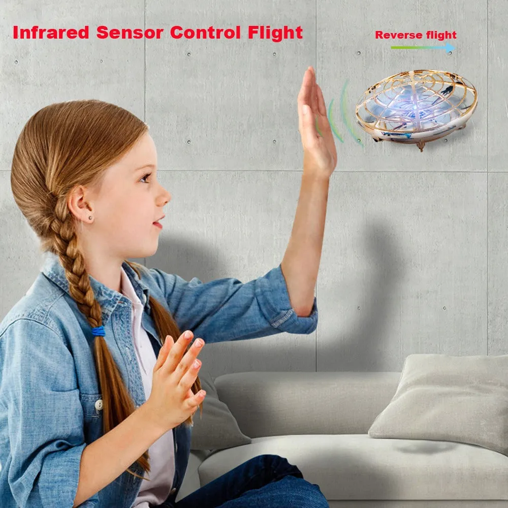 Мини анти-столкновения Летающий UFO Вертолет Магия ручной НЛО летающий шар