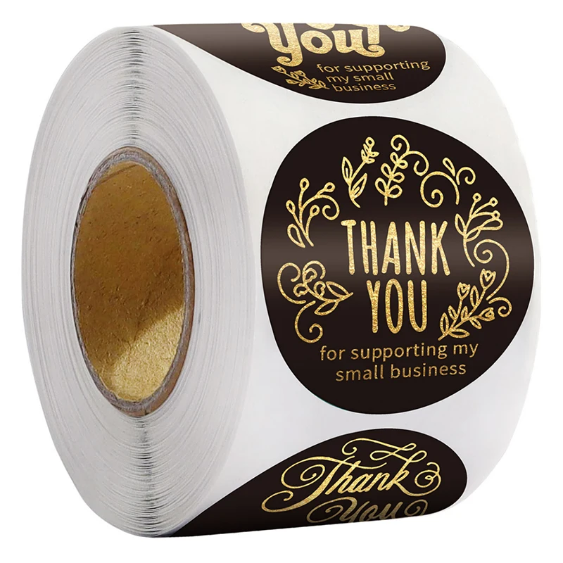 

500pcs round thank you stickers thank you for supporting my small business roll stickers baking packaging sealing label stickers