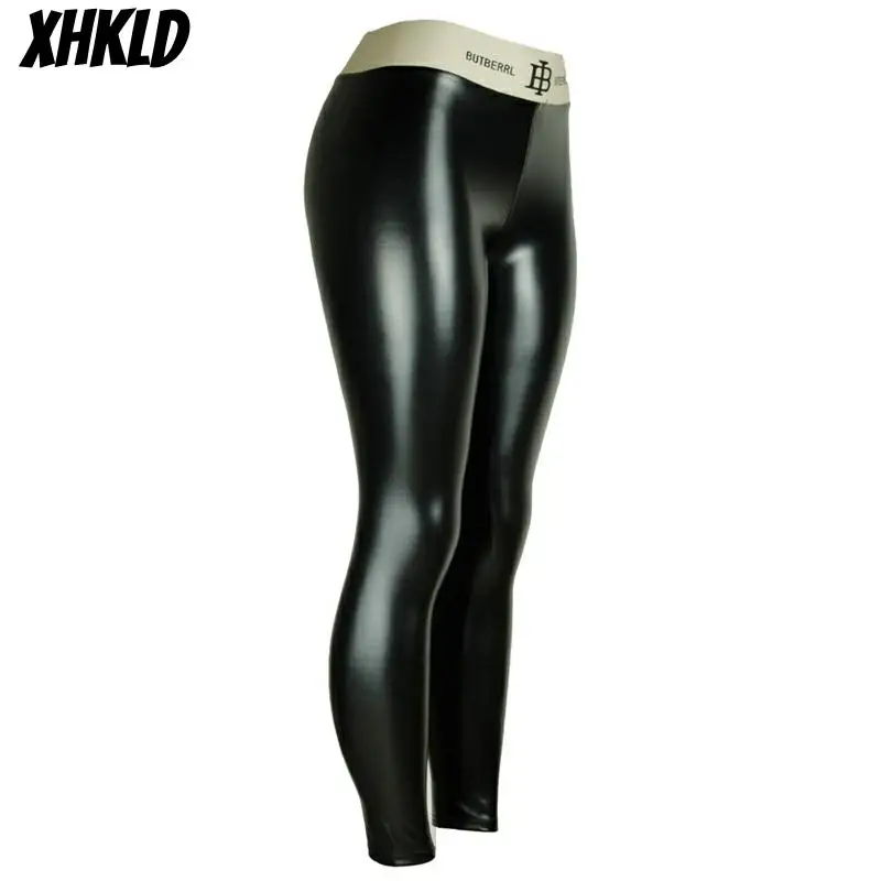 Кожаные штаны высокая талия леггинсы для женщин супер эластичные размера плюс