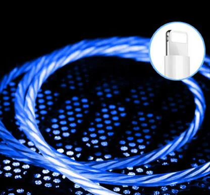 For iphone Blue Автомобильный светодиодный usb-кабель для зарядки и передачи данных для Ford Focus 2 3 Fiesta Mondeo Citroen C4 Skoda Octavia Rapid Superb - Цвет: For iphone Blue