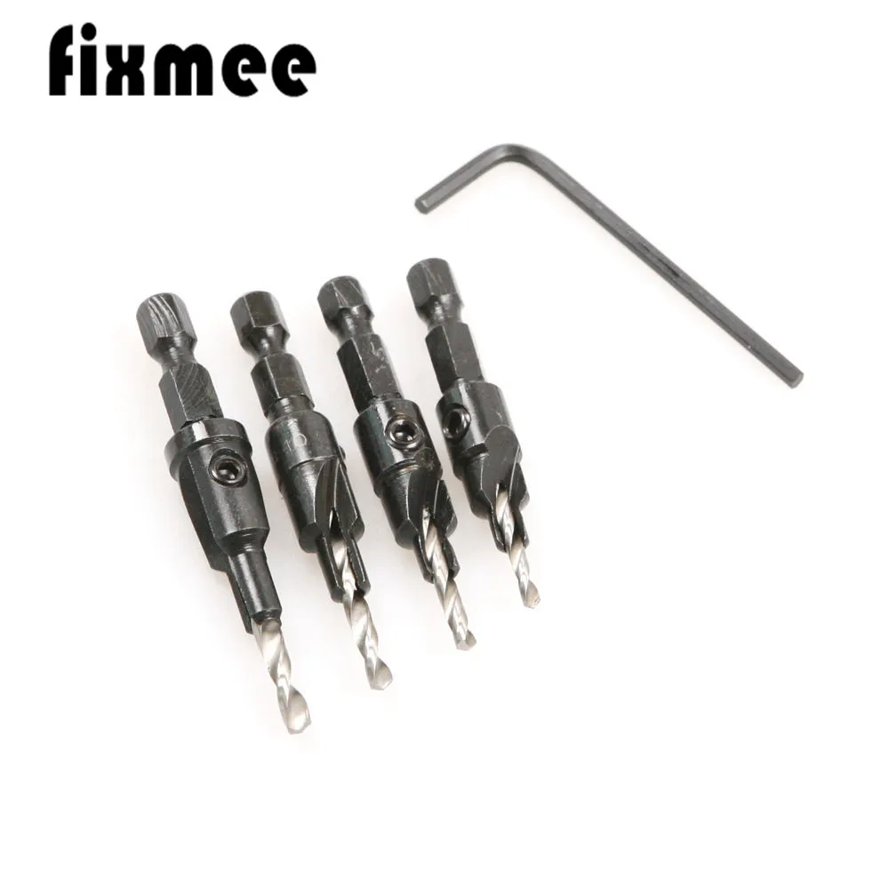 4 шт. Hss промышленная Зенковка сверло набор 1/4 &quotШестигранным хвостовиком #6 #8 #10 #12