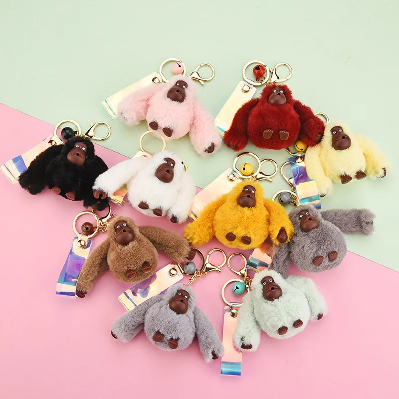 Новинка мультяшный помпон Горилла брелки для женщин милые плюшевые куклы