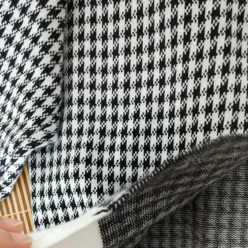 

Korean Spring Style O-Neck Small Plaid Breasted Women's Knitting Long Sleeve Cardigan Sweater jacket