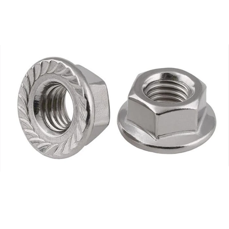 DIN6923 A2 Шестигранная Фланцевая гайка M3 M4 M5 M6 M8 M10 304 шестигранные фланцевые гайки из