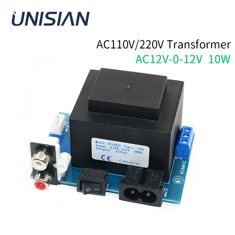 

UNISIAN 10W AC12V Sealed Power Transformer AC110V 220V to Double AC12V 10VA High-frequency Power Transformer
