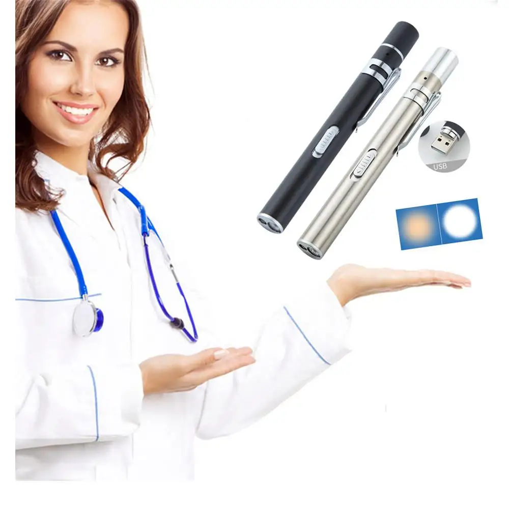 Портативный двойной источник света 1 Вт светодиодная ручка из нержавеющей стали