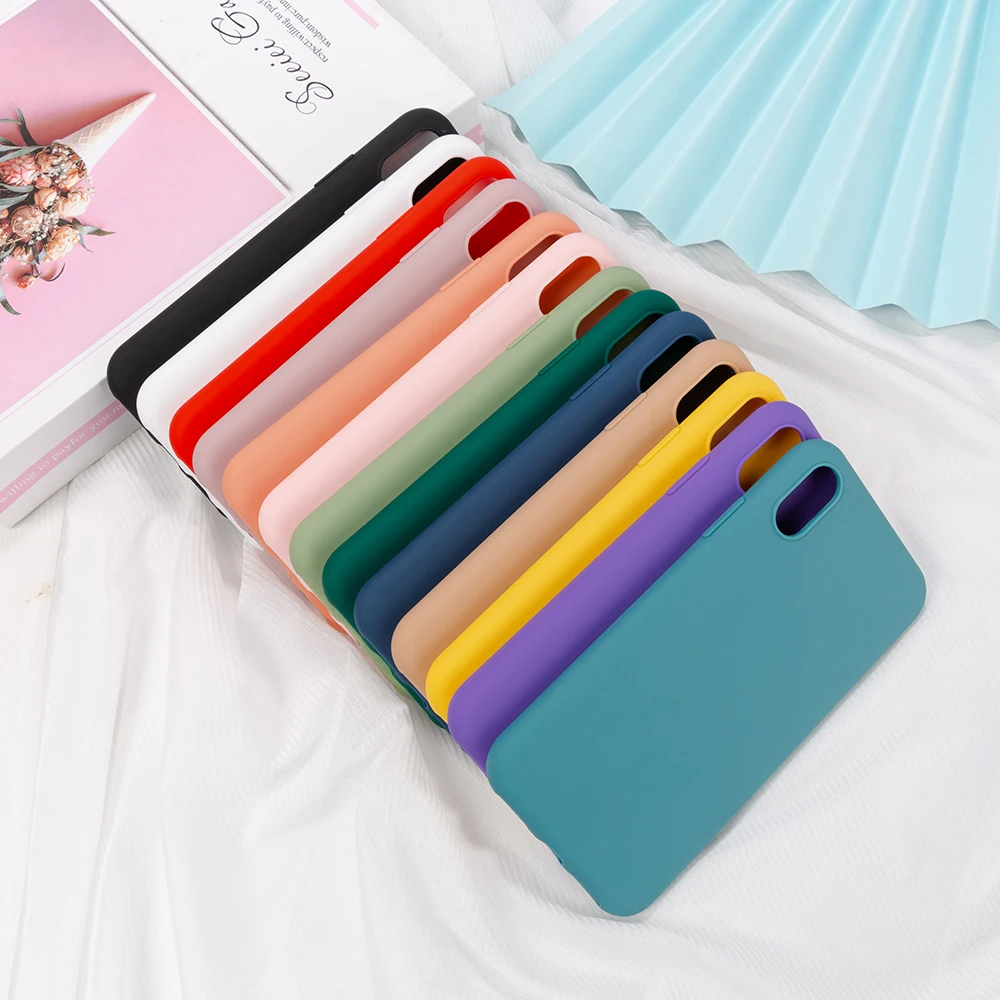 

Solid Color Silicone Case for iPhone 12 Pro Max 12 Mini Soft Candy Cover for iPhone XS 11 Pro MAX 7 8 Plus 6S plus XR X XS Max