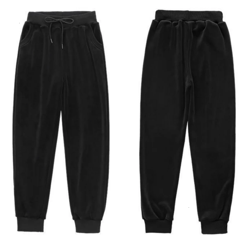 Женские зимние плотные бархатные брюки теплые женские повседневные свободные