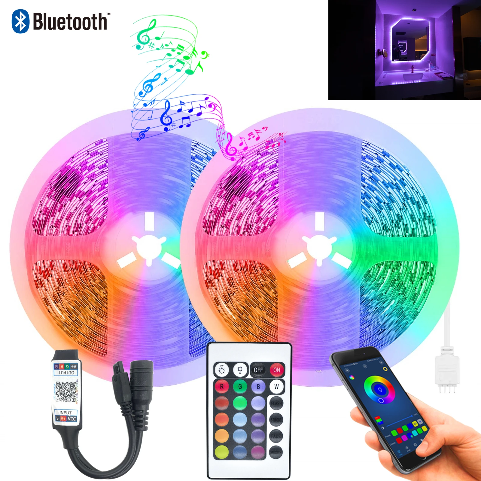

Geschikt Voor Vakantie Partij Bluetooth 24-Key Afstandsbediening En Toepassing 16.4 Ft Ahout 5M Eenvoudig Te Installeren Room