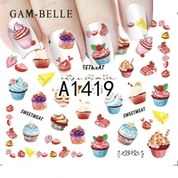 gambelle 1 sheet delicious cake cool drink ice cream slider nail art water decal sticker for nail art tattoo decor manicure