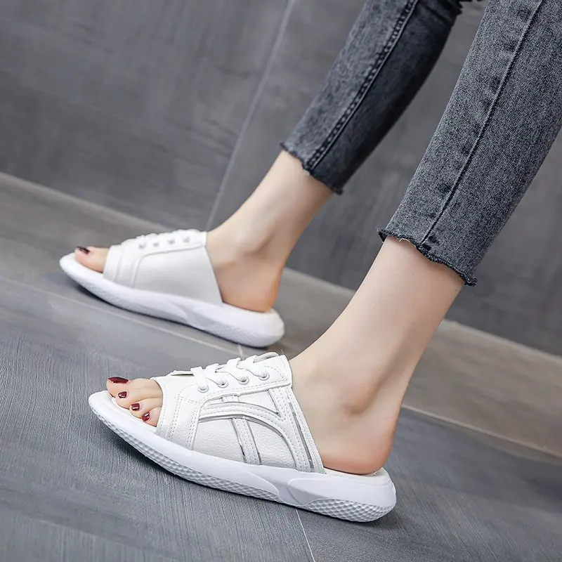 

Ladies Slippers Fashion Summer Outdoor White Ladies Flat Soft Bottom Lightweight Lace Ladies Platform Slippers Summer Slipper