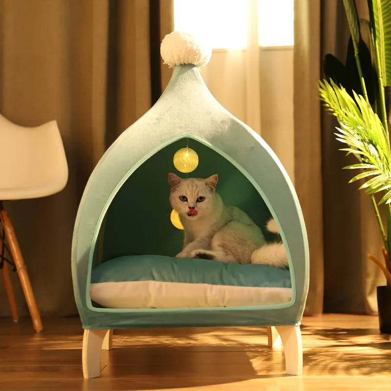 

Pet nest for pets within 20kg new cat tent strong wooden frame nest exotic style four seasons removable small dog nest cat bed