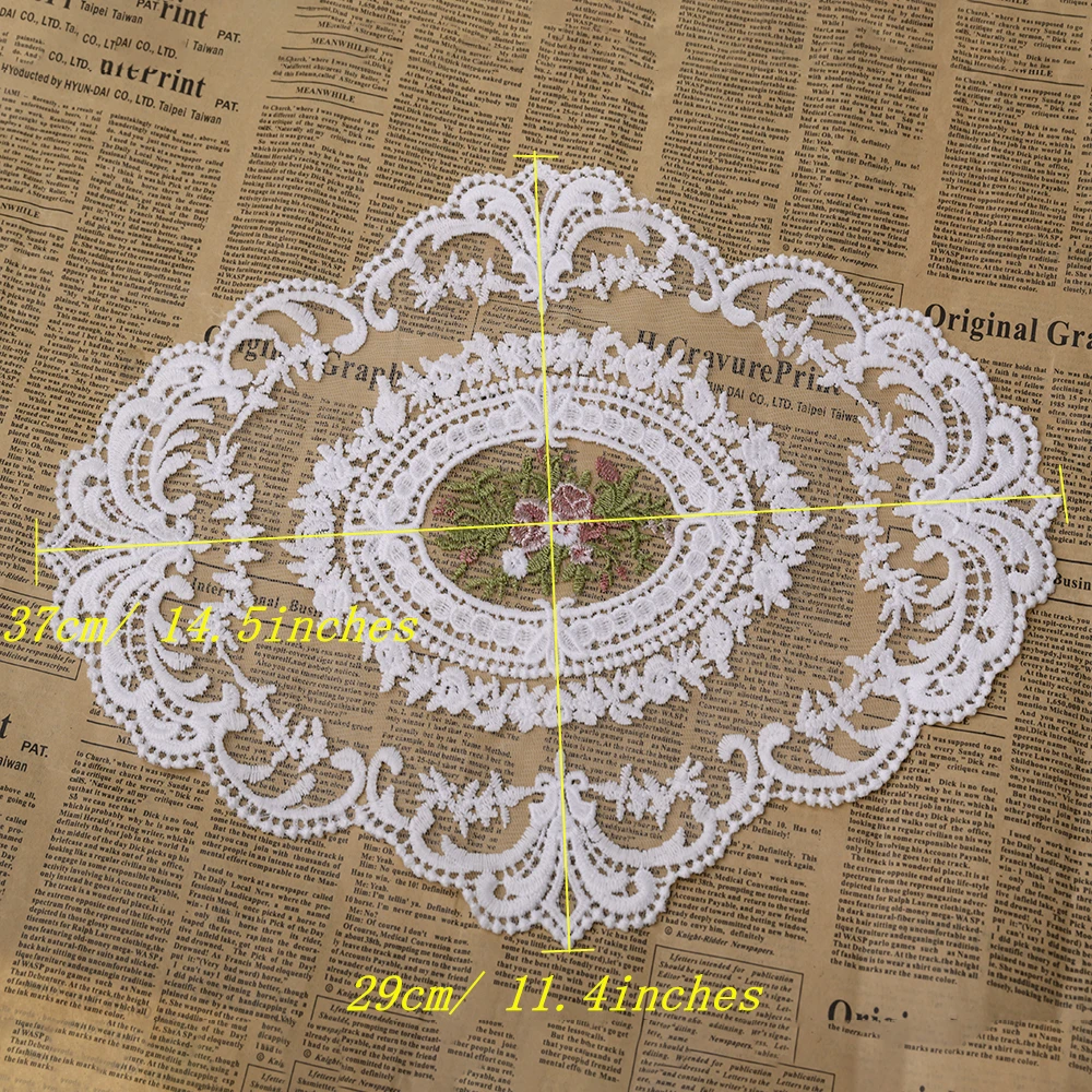 Кьюсак Off White Сетчатое вышитое кружево Аппликация отделка для свадебное платье