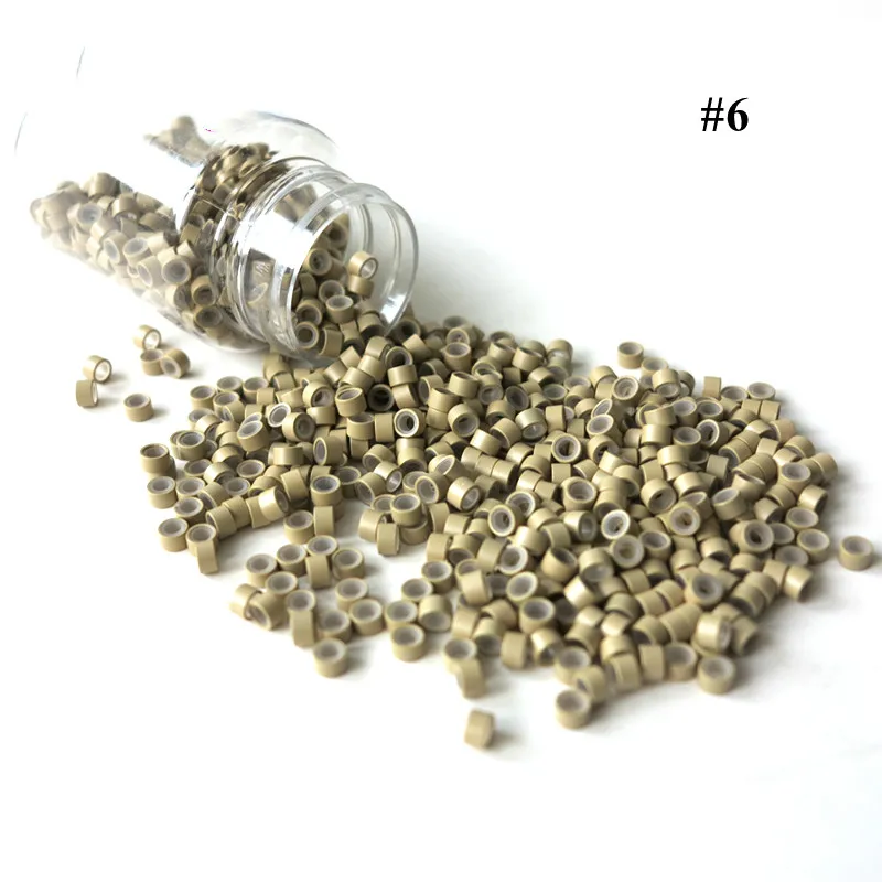 

5.0mm*3.0mm*3.0mm Mini Aluminum Silicone Micro Rings Link Hair Beads Tubes for Bonded hair Extensions 1# 5# 8# 13# 500pcs/bottle