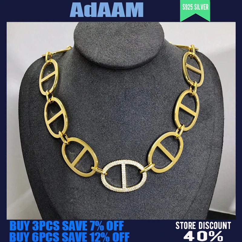 

S925 Sterling Silver August New Golden Yellow Large Pig Nose Necklace Female Fashion Personality Luxury Jewelry Bohemian Style