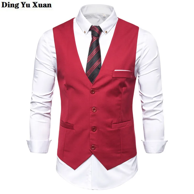 

Men's Black Red Blue Classic Vests Pocket Dress Waistcoat Sleeveless Suit Jacket Gentlemen Formal Suit Vest for Men 5XL XXXXXXL