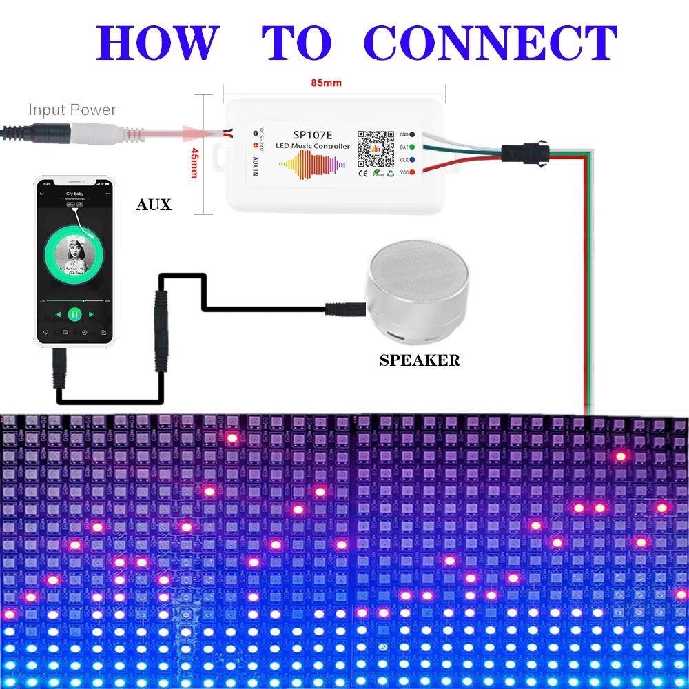 Wi Fi RGB sp107 pixel IC SPI музыкальный bluetooth контроллер для WS2812 SK6812 SK9822 RGBW APA102 LPD8806 WS2815