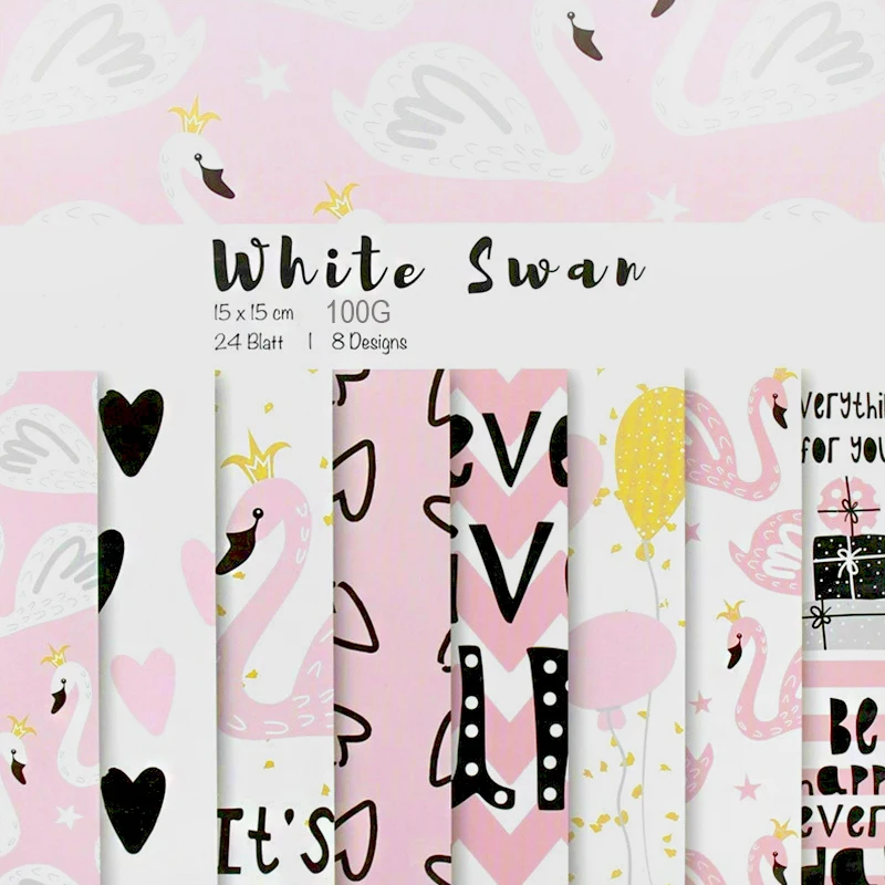 24 листа 6 дюймов Лебедь сердце Скрапбукинг колодки бумага Оригами художественная