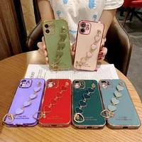 luxruy plated case for oppo reno 6 z silicone plain gold electroplate phone love heart wrist bracelet cover reno6