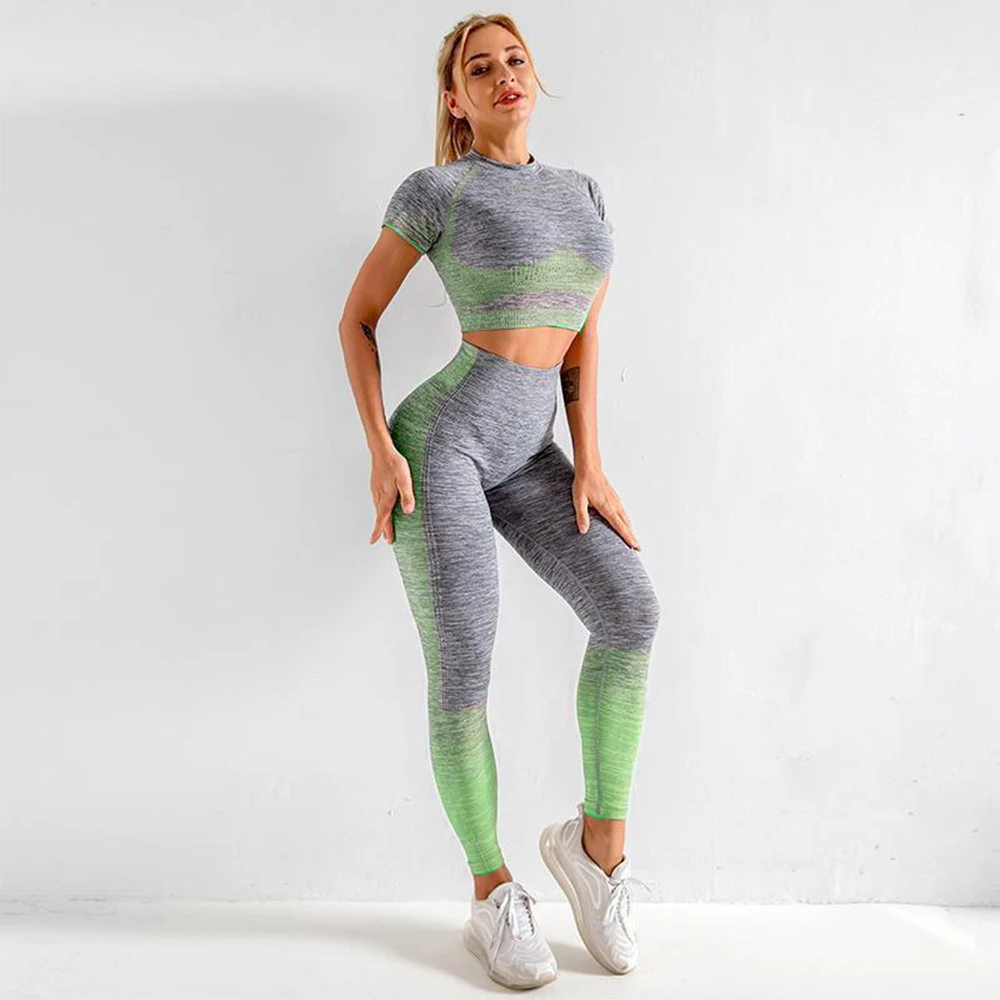 

Women's Tracksuit Yoga Suits with Shorts Hip Lift High-waisted Seamless Leggings Sportwear Bra Summer Clothes Outfit for Women