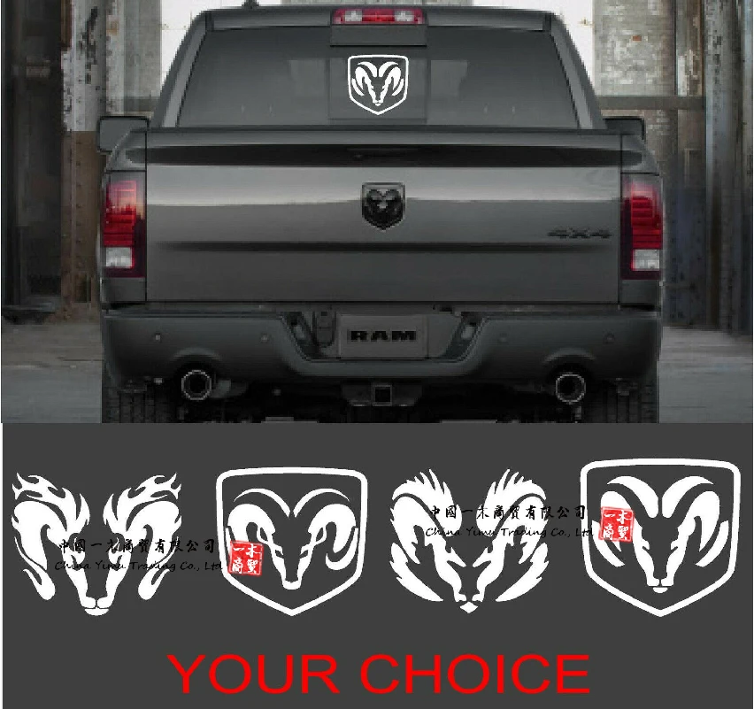 

Vinyl Decal Sticker Suitable for Dodge Ram Head Stickers your trucks rear window WHITE