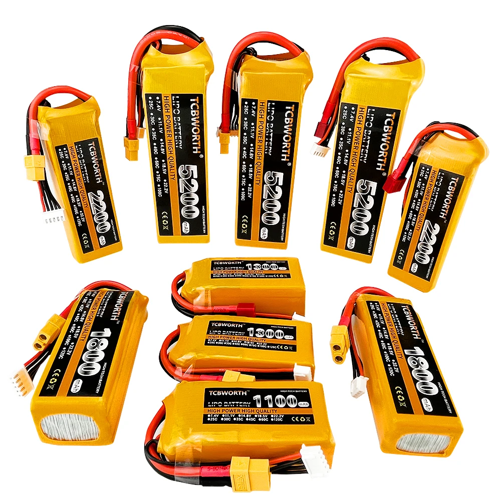 Bater&iacute;a LiPo de 14,8 V para Dron teledirigido, 4S de 1500, 1800, 2600, 3300, 3500, 4000, 5000, 5200 mAh, para avi&oacute;n cuadric&oacute;ptero-3