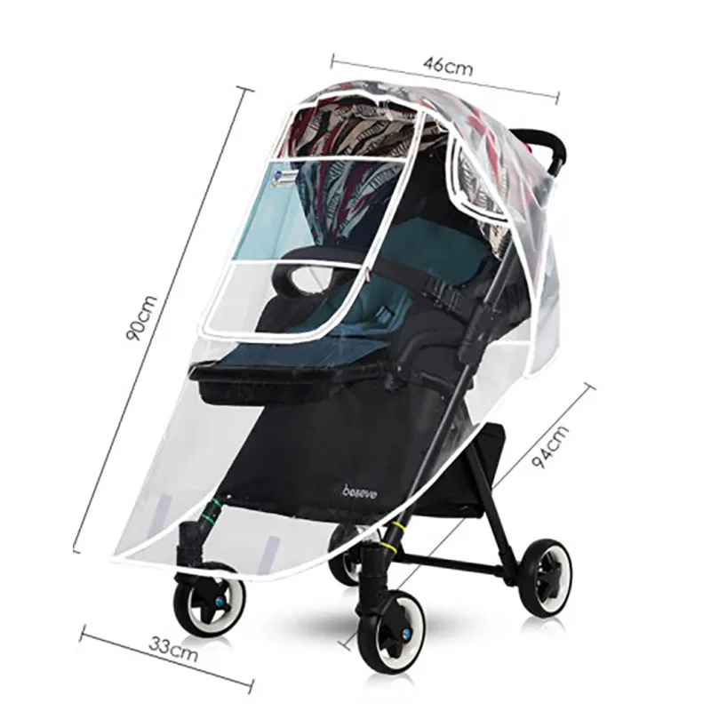 

Universal Stroller Accessories Waterproof Rain Cover Wind Dust Shield Zipper Open Raincoat For Baby Transparent Pushchairs