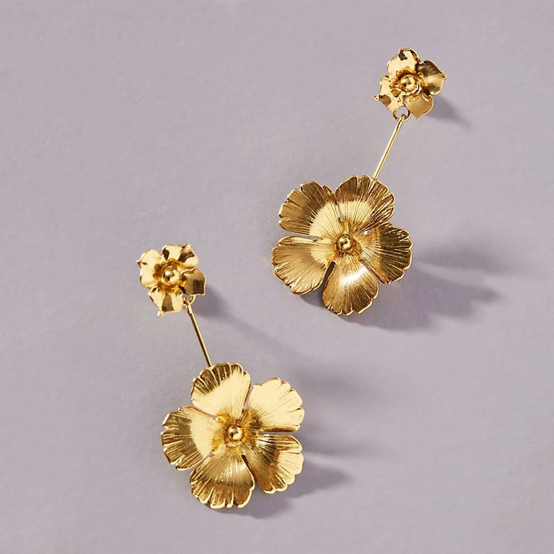 

Hot Sale Earrings Flower Petal Earrings Plating Gold Female Temperament Earrings European and American Accessories Earrings