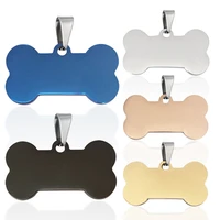 100 pcslot wholesale blank engraved personalized diy pet dog cat name id stainless steel tag bone collar pendant