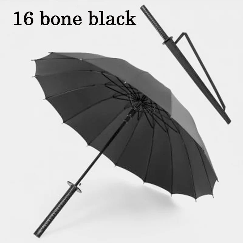 16 Bone black Японский самурайский меч длинная ручка зонтик солнцезащитный водонепроницаемый Зонт Полуавтоматический зонт 8-24K Сильный ветрозащитный umbзон - Цвет: 16 Bone black