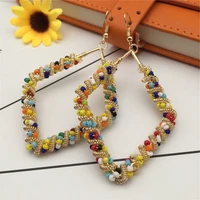 fashion temperament rice beads wrapped peach heart five pointed star earrings