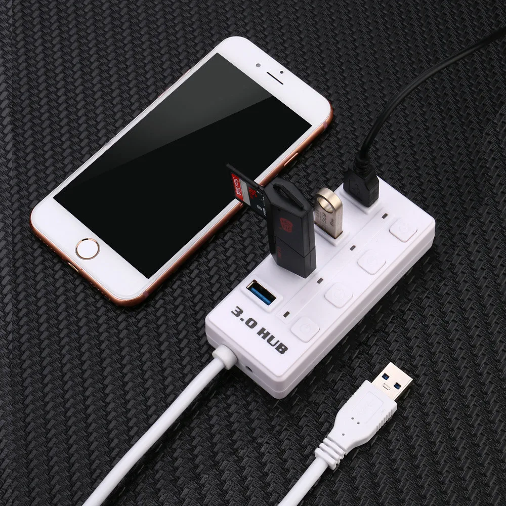 USB3.0 Портативный USB 3 0 концентратор Новый 4 порта с супер скоростью вкл/выкл