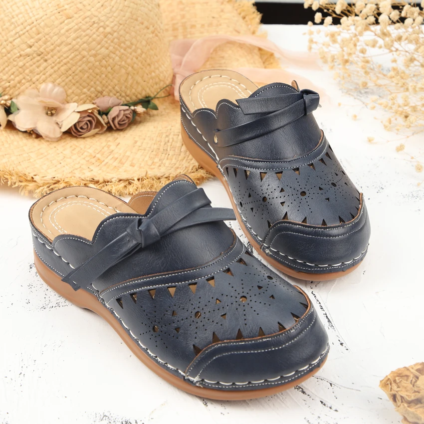 

2021 new euro-american style, solid color, hollow sole, Baotou Buckles, comfortable slippers for women