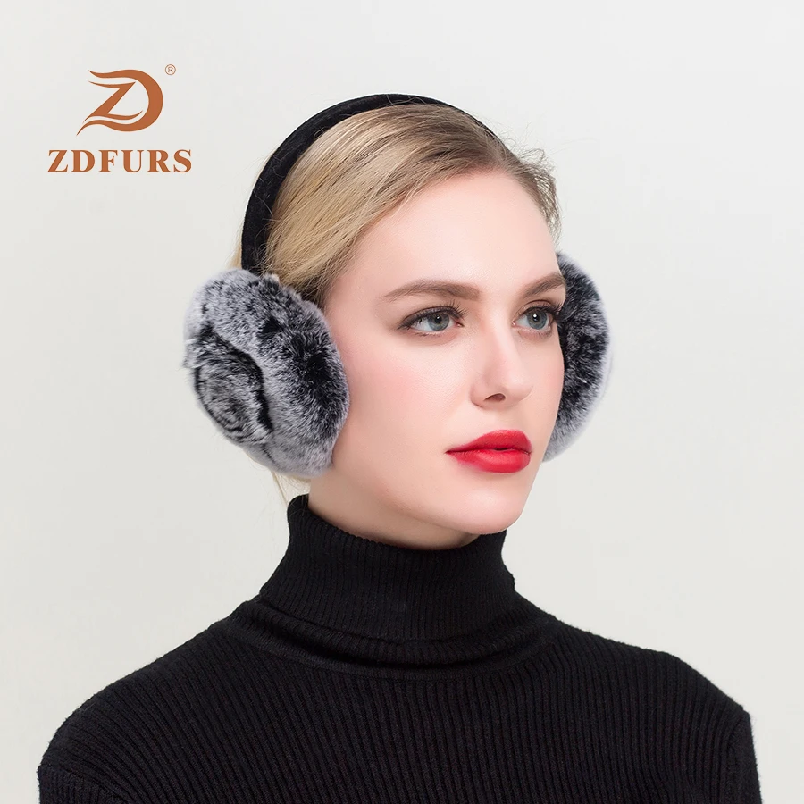 ZDFURS* зимние наушники с натуральным кроличьим мехом, теплые наушники, прекрасная роза, ушные сережки, русские женские, из натурального меха, плюшевые наушники, натуральный мех