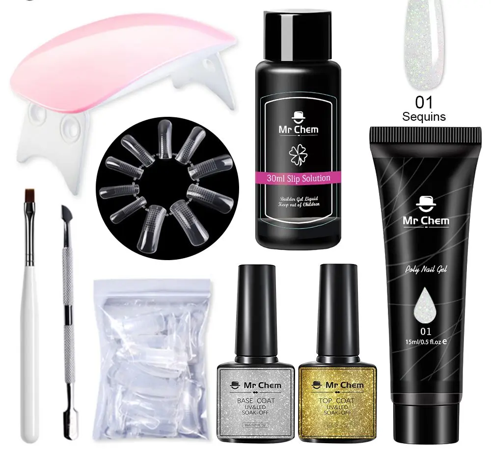 

Poly Nail Gel Set Poly UV Gel Clear/Pink Acrylic Quick Building Finger Extension Soak Off UV Gel Polish Nail Tools Set
