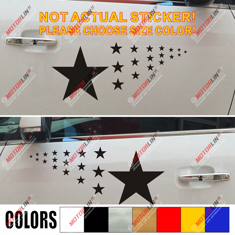 

2x Car Sides Stars Decor Decal Sticker Vinyl pick size color no bkgrd die cut