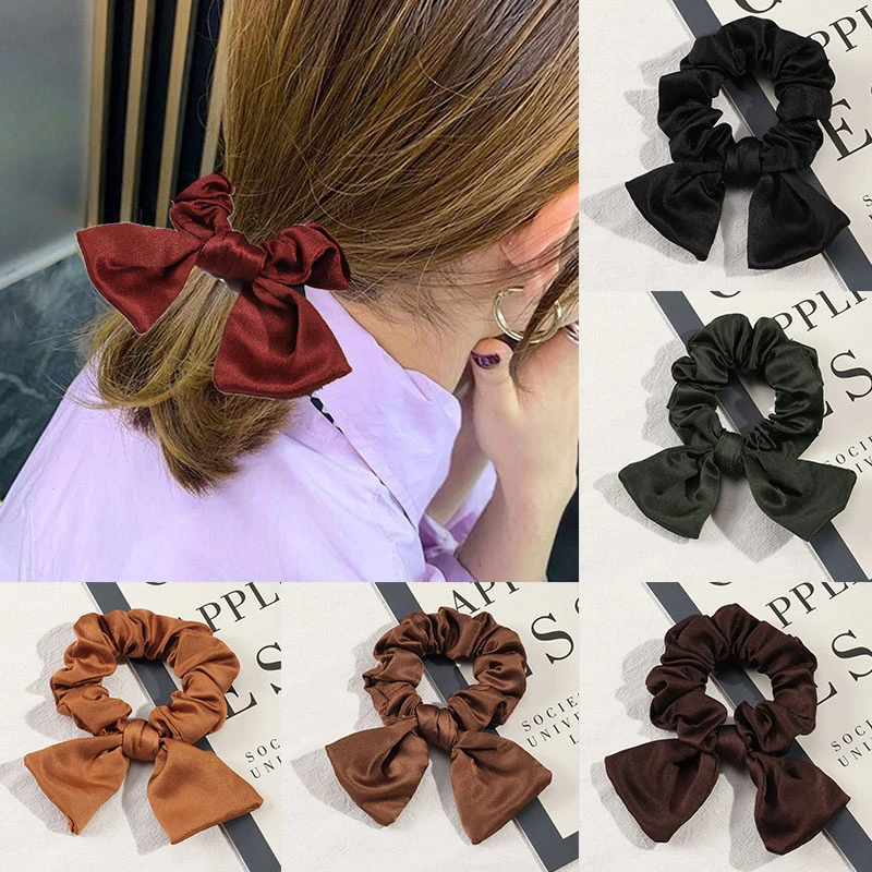 

Temperament All-matched Solid Color Hair Ring Romantic French Style Headdress Vintage Elegant Large Intestine Hair Ring