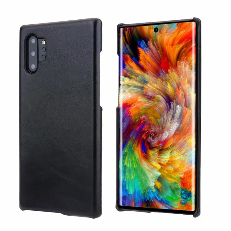 Note10+ ретро матовый чехол из натуральной кожи для телефона samsung Galaxy Note 10 9 S10 S9 Plus Note10 Простой деловой чехол - Цвет: Черный