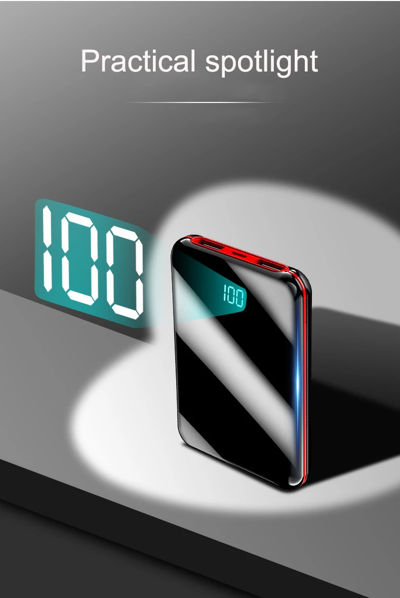 20000 mah портативный мини внешний аккумулятор с зеркальным экраном и цифровым дисплеем, внешний аккумулятор для смартфона