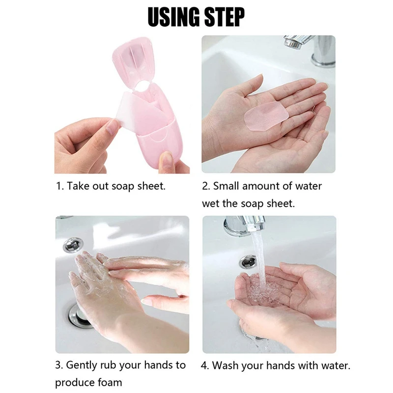 

4Pcs Mini Portable Travel Soap Paper Disposable Hand Bath Fragrance Paper Soap Suitable for Outdoor Camping and Hiking (200 Phot