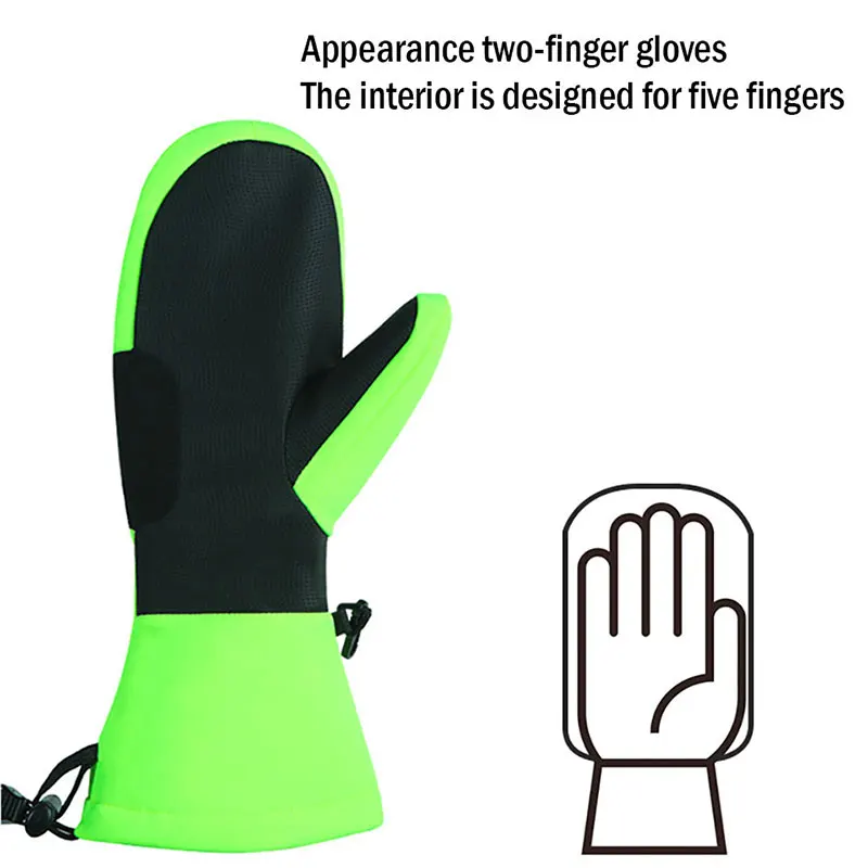 Men Women Ski Gloves Winter Outdoor Sports Windproof Waterproof Warm Fleece Skiing Snowboarding Mittens Kids Cartoon Ski Gloves