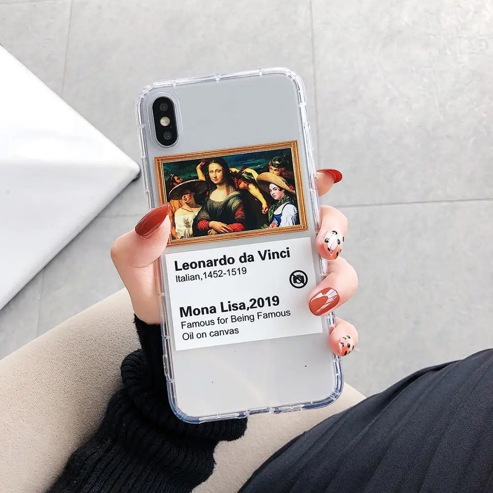 Mona Lisa чехол для телефона iPhone 11 Pro X XR XS Max мягкий прозрачный ТПУ подушка